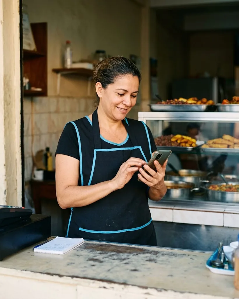 Business owner with her phone