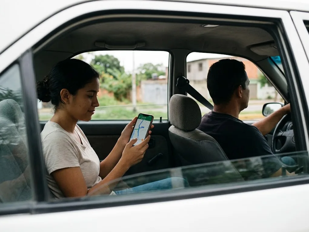 Passenger riding calmly in a Voomi car